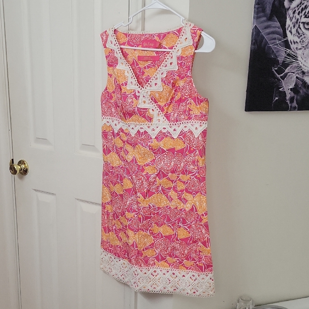 Floral Pink and Orange Sleeveless Dress